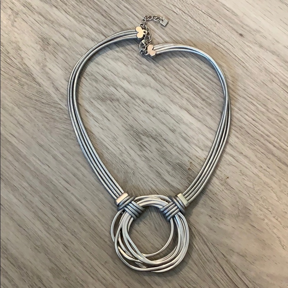 Silver Painted Cord Necklace